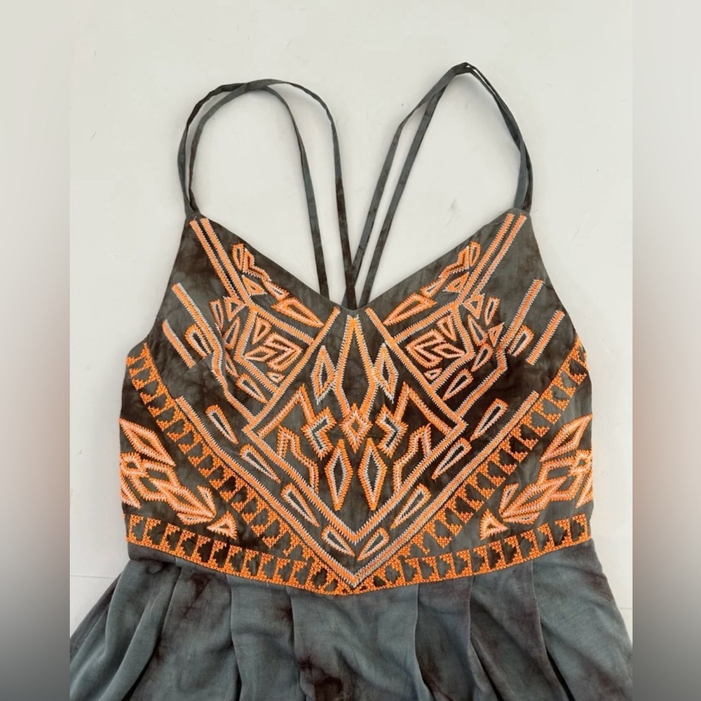 Urban Outfitters Ecote Tie Dye Maxi Dress Embroidered Top Spaghetti Straps - Picture 8 of 11